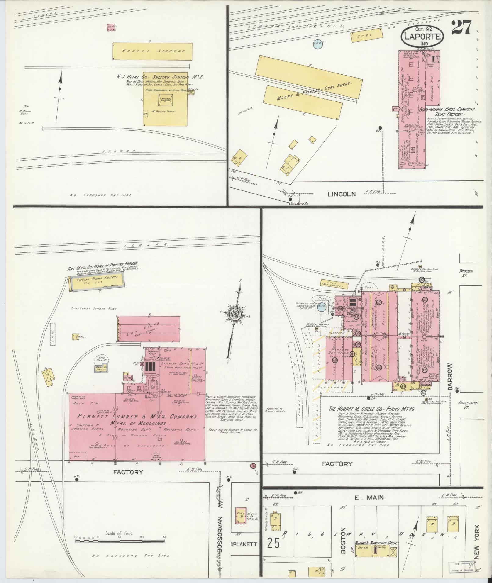 Sanborn Fire Insurance Map from La Porte, La Porte County, Indiana (1912), Sheet #0027 - Complete Map Set gallery image, historic Sanborn map, vintage wall art, Indiana Indiana