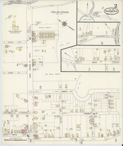 Sanborn Fire Insurance Map from Haddonfield, Camden County, New Jersey (1914), Sheet #0002 - Complete Map Set gallery image, historic Sanborn map, vintage wall art, New Jersey New Jersey