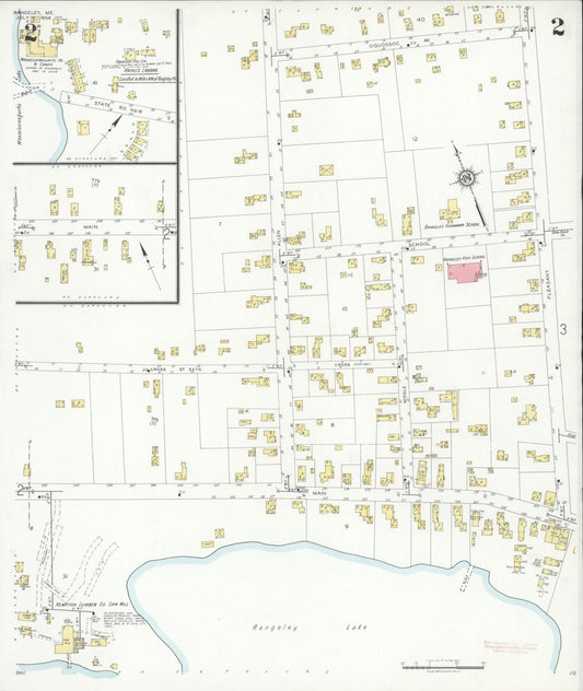 Sanborn Fire Insurance Map from Rangeley, Franklin County, Maine (1934), Sheet #0002 - Historic Sanborn Fire Insurance Map Print, vintage old map wall art, antique decor, genealogy gift, Maine Maine map