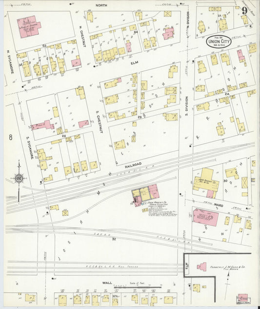 Sanborn Fire Insurance Map from Union City, Randolph County, Indiana (1911), Sheet #0009 - Historic Sanborn Fire Insurance Map Print, vintage old map wall art, antique decor, genealogy gift, Indiana Indiana map