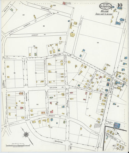 Sanborn Fire Insurance Map from Glenside, Montgomery County, Pennsylvania (1920), Sheet #0010 - Complete Map Set gallery image, historic Sanborn map, vintage wall art, Pennsylvania Pennsylvania