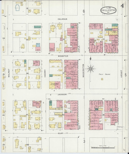 Sanborn Fire Insurance Map from Chillicothe, Livingston County, Missouri (1896), Sheet #0004 - Historic Sanborn Fire Insurance Map Print, vintage old map wall art, antique decor, genealogy gift, Missouri Missouri map
