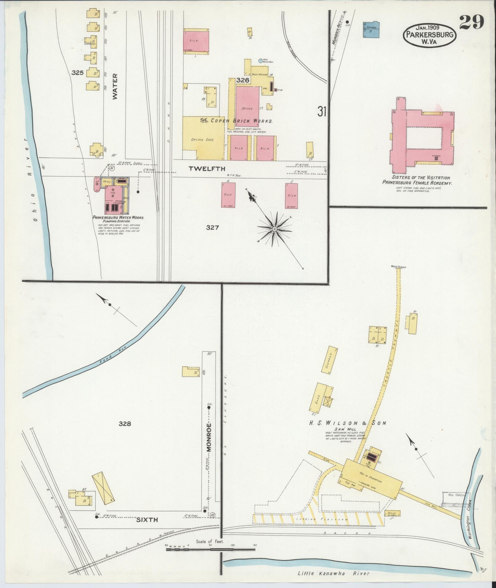Sanborn Fire Insurance Map from Parkersburg, Wood County, West Virginia (1909), Sheet #0029 - Complete Map Set gallery image, historic Sanborn map, vintage wall art, West Virginia West Virginia
