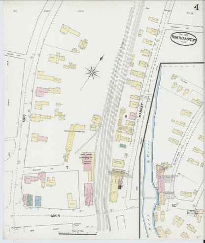 Sanborn Fire Insurance Map from Northampton, Hampshire County, Massachusetts (1889), Sheet #0004 - Complete Map Set gallery image, historic Sanborn map, vintage wall art, Massachusetts Massachusetts