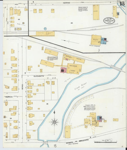 Sanborn Fire Insurance Map from Cadillac, Wexford County, Michigan (1906), Sheet #0018 - Complete Map Set gallery image, historic Sanborn map, vintage wall art, Michigan Michigan