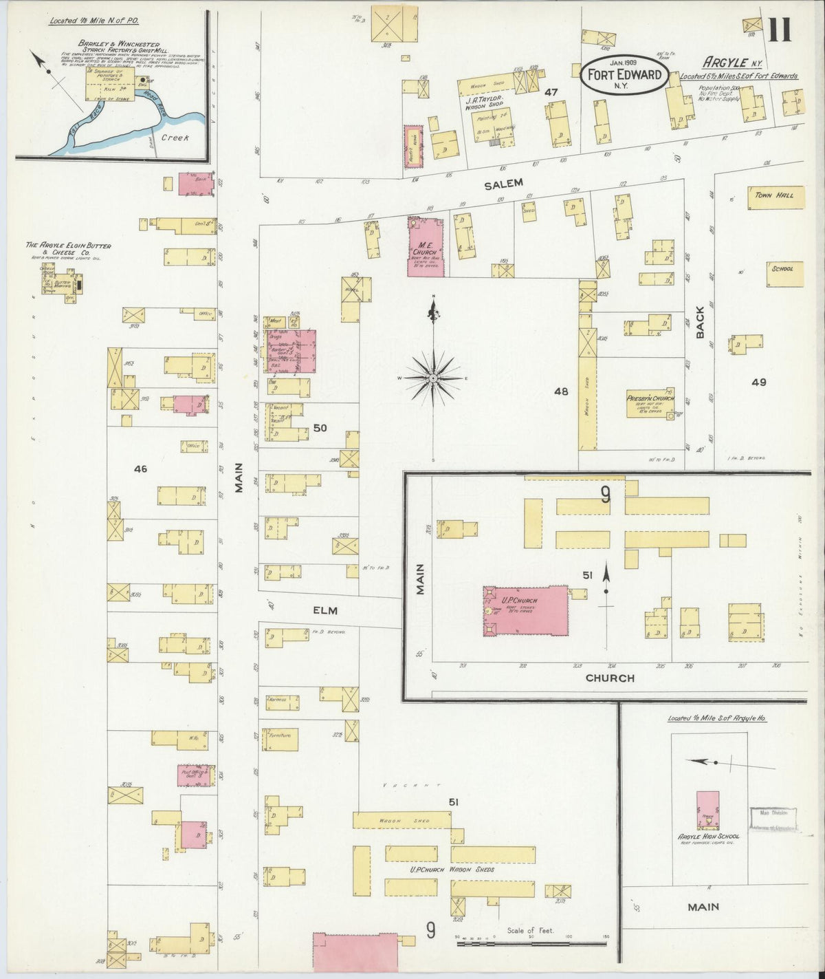 Sanborn Fire Insurance Map from Fort Edward, Washington County, New York (1909), Sheet #0011 - Complete Map Set gallery image, historic Sanborn map, vintage wall art, New York New York