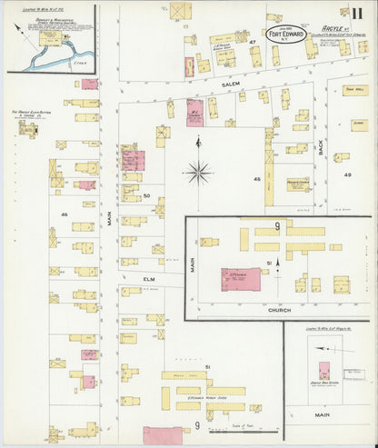 Sanborn Fire Insurance Map from Fort Edward, Washington County, New York (1909), Sheet #0011 - Complete Map Set gallery image, historic Sanborn map, vintage wall art, New York New York