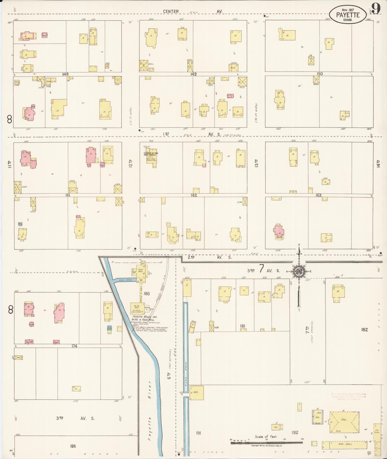 Sanborn Fire Insurance Map from Payette, Payette County, Idaho (1917), Sheet #0009 - Complete Map Set gallery image, historic Sanborn map, vintage wall art, Idaho Idaho