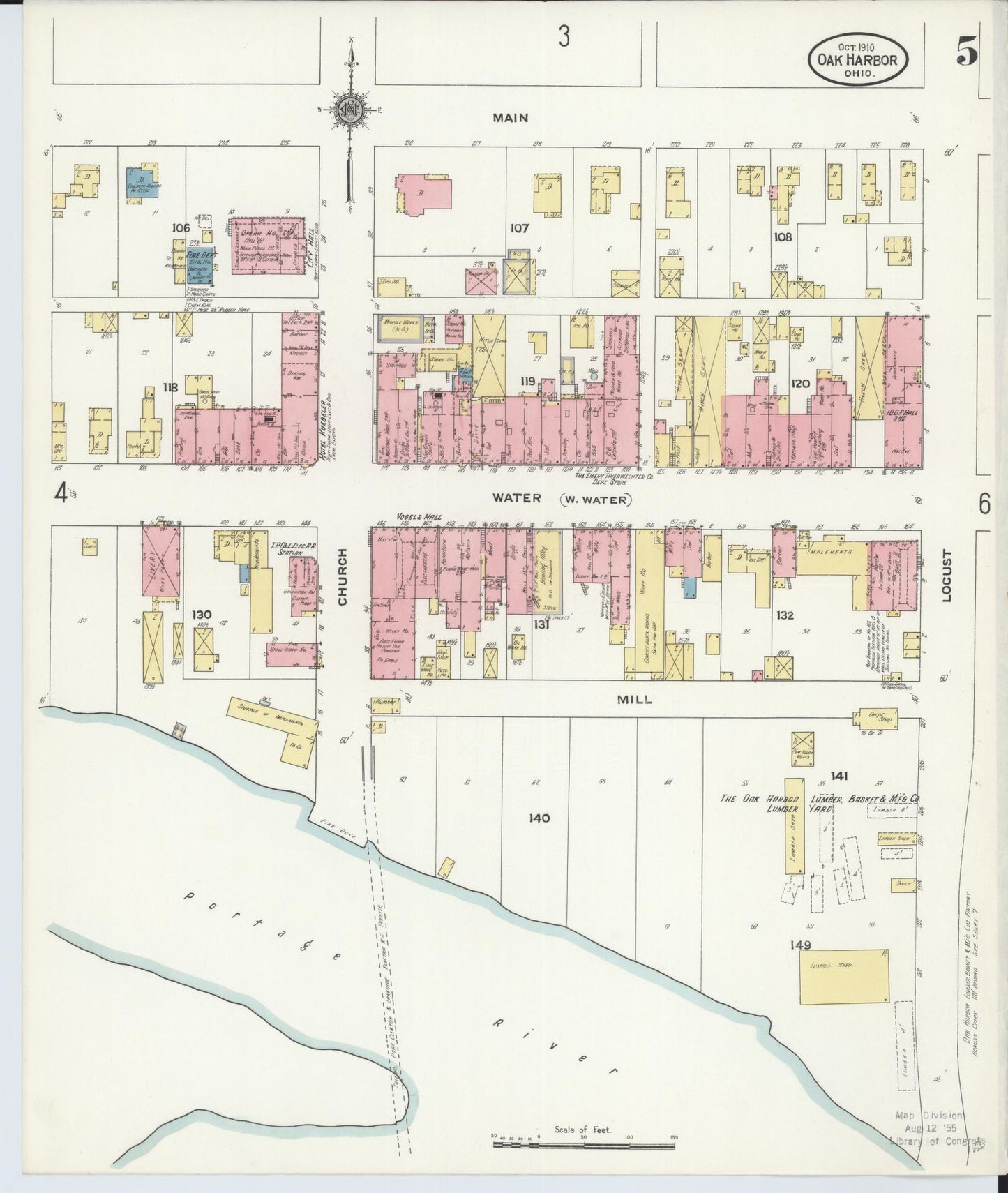 Sanborn Fire Insurance Map from Oak Harbor, Ottawa County, Ohio (1910), Sheet #0005 - Complete Map Set gallery image, historic Sanborn map, vintage wall art, Ohio Ohio