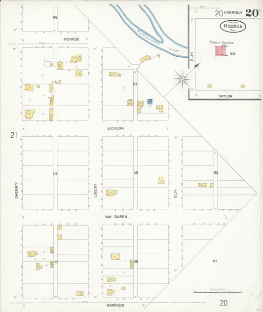 Sanborn Fire Insurance Map from Missoula, Missoula County, Montana (1902), Sheet #0020 - Historic Sanborn Fire Insurance Map Print, vintage old map wall art, antique decor, genealogy gift, Montana Montana map
