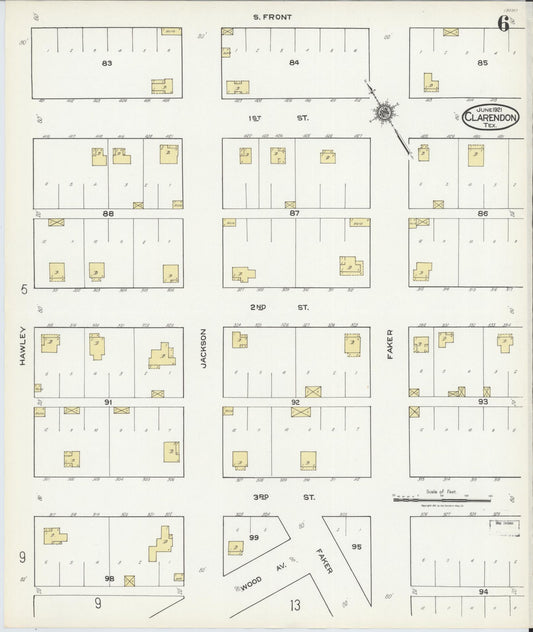 Sanborn Fire Insurance Map from Clarendon, Donley County, Texas (1921), Sheet #0006 - Historic Sanborn Fire Insurance Map Print, vintage old map wall art, antique decor, genealogy gift, Texas Texas map