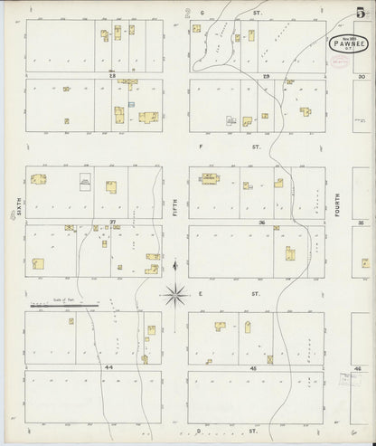 Sanborn Fire Insurance Map from Pawnee, Pawnee County, Oklahoma (1895), Sheet #0005 - Complete Map Set gallery image, historic Sanborn map, vintage wall art, Oklahoma Oklahoma