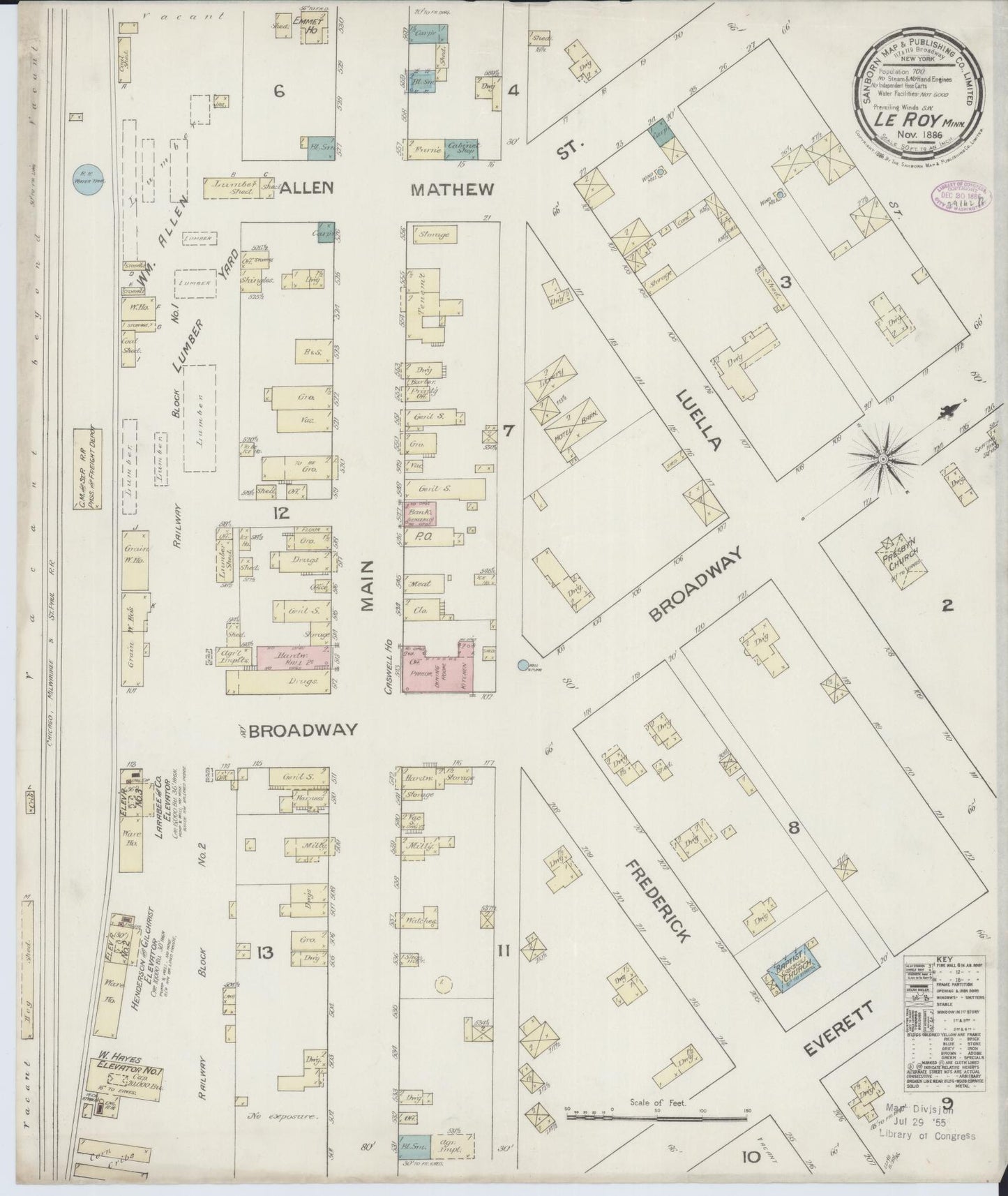 Sanborn Fire Insurance Map from Le Roy, Mower County, Minnesota (1886), Sheet #0001 - Historic Sanborn Fire Insurance Map Print, vintage old map wall art, antique decor, genealogy gift, Minnesota Minnesota map