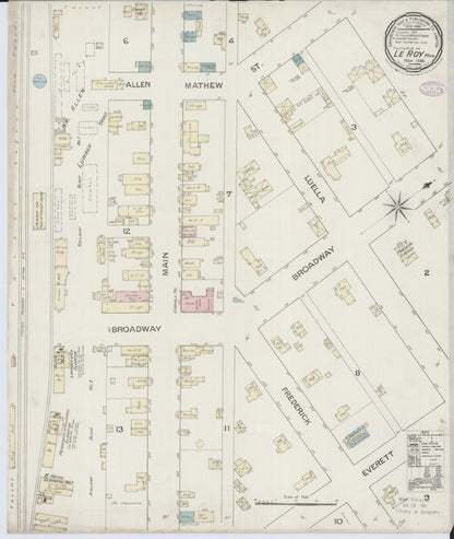 Sanborn Fire Insurance Map from Le Roy, Mower County, Minnesota (1886), Sheet #0001 - Historic Sanborn Fire Insurance Map Print, vintage old map wall art, antique decor, genealogy gift, Minnesota Minnesota map