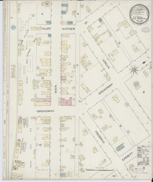 Sanborn Fire Insurance Map from Le Roy, Mower County, Minnesota (1886), Sheet #0001 - Historic Sanborn Fire Insurance Map Print, vintage old map wall art, antique decor, genealogy gift, Minnesota Minnesota map