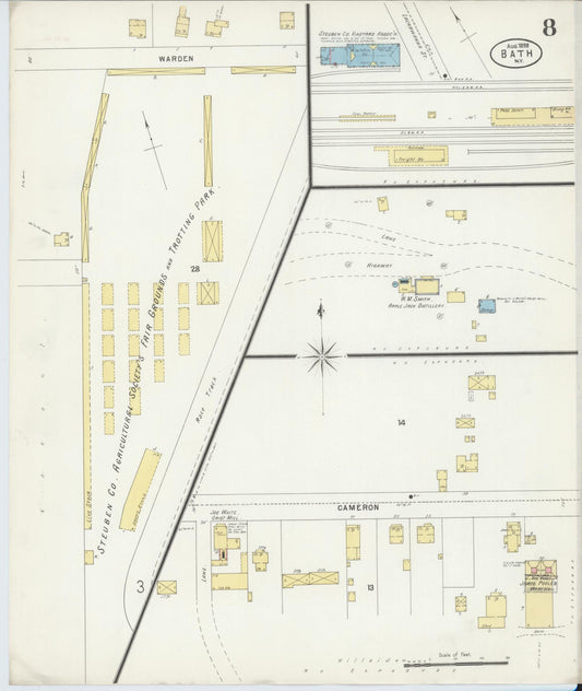 Sanborn Fire Insurance Map from Bath, Steuben County, New York (1898), Sheet #0008 - Historic Sanborn Fire Insurance Map Print, vintage old map wall art, antique decor, genealogy gift, New York New York map