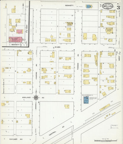 Sanborn Fire Insurance Map from Mellen, Ashland County, Wisconsin (1917), Sheet #0003 - Historic Sanborn Fire Insurance Map Print, vintage old map wall art, antique decor, genealogy gift, Wisconsin Wisconsin map