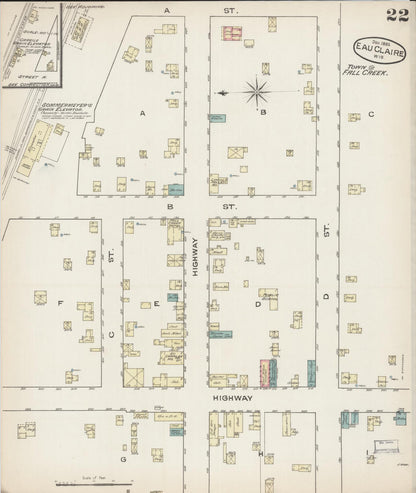 Sanborn Fire Insurance Map from Eau Claire, Eau Claire County, Wisconsin (1885), Sheet #0022 - Complete Map Set gallery image, historic Sanborn map, vintage wall art, Wisconsin Wisconsin