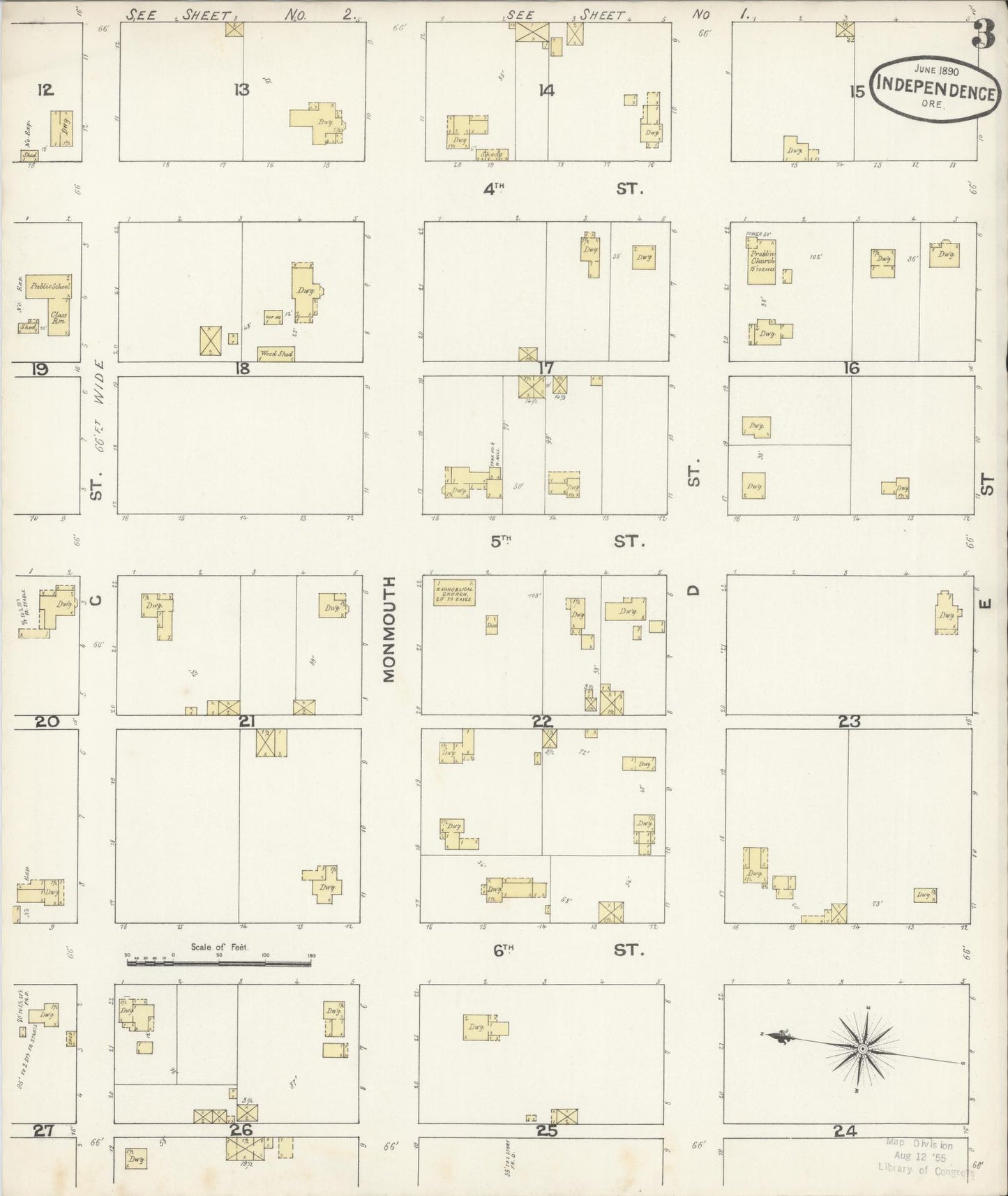 Sanborn Fire Insurance Map from Independence, Polk County, Oregon (1890), Sheet #0003 - Complete Map Set gallery image, historic Sanborn map, vintage wall art, Oregon Oregon
