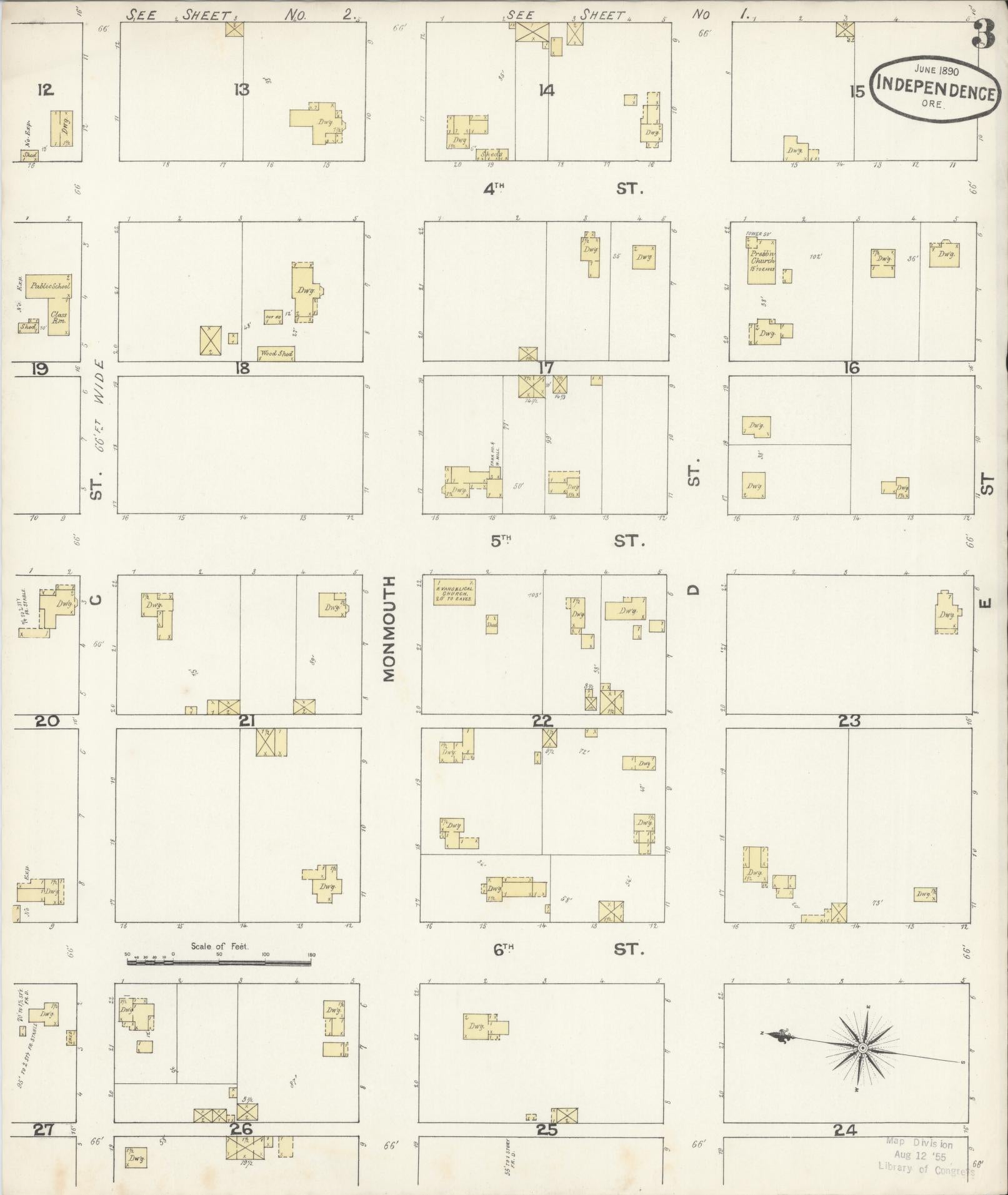 Sanborn Fire Insurance Map from Independence, Polk County, Oregon (1890), Sheet #0003 - Complete Map Set gallery image, historic Sanborn map, vintage wall art, Oregon Oregon