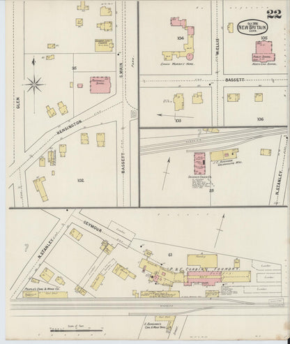 Sanborn Fire Insurance Map from New Britain, Hartford County, Connecticut (1895), Sheet #0022 - Complete Map Set gallery image, historic Sanborn map, vintage wall art, Connecticut Connecticut