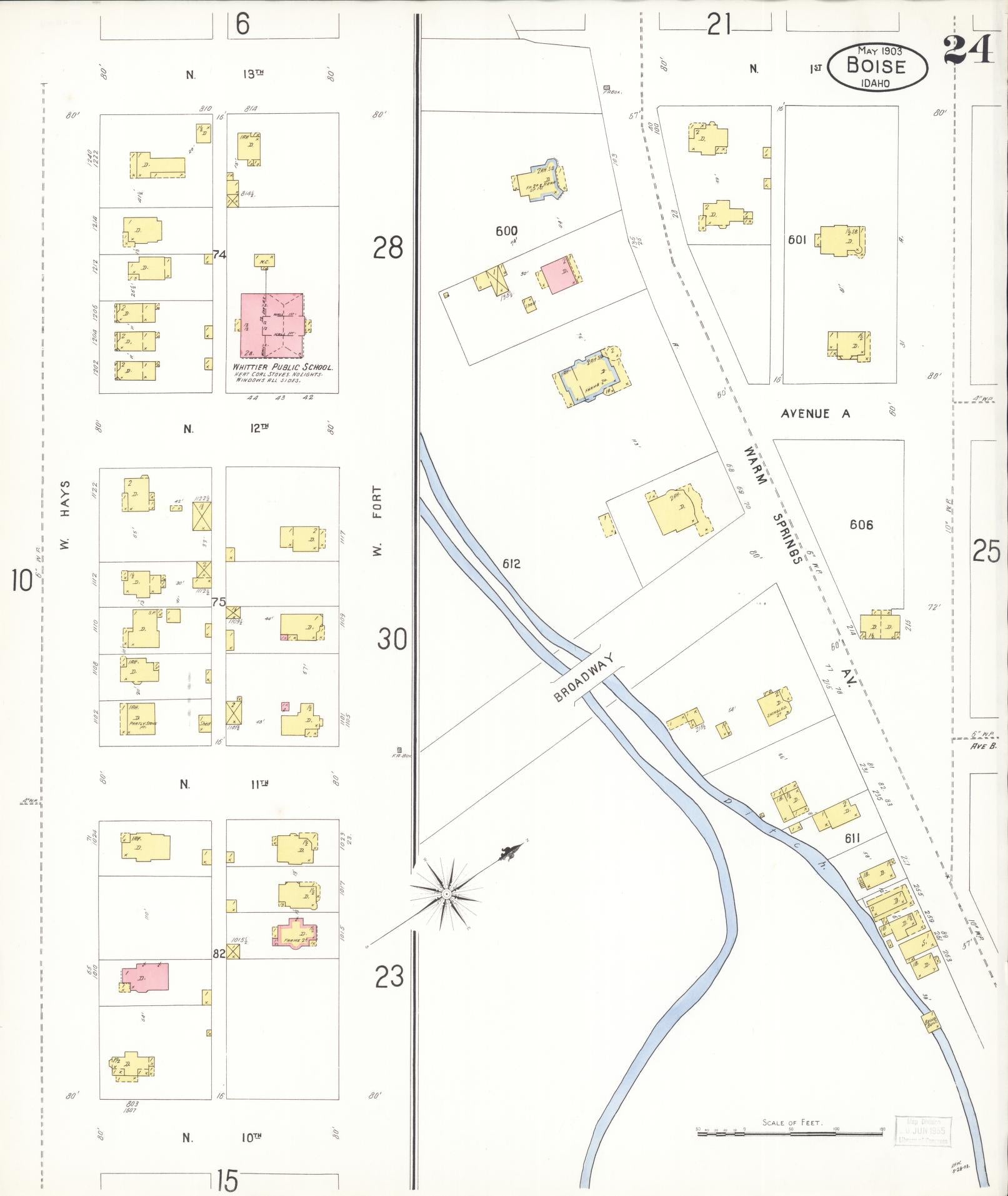 Sanborn Fire Insurance Map from Boise, Ada County, Idaho (1903), Sheet #0024 - Complete Map Set gallery image, historic Sanborn map, vintage wall art, Idaho Idaho