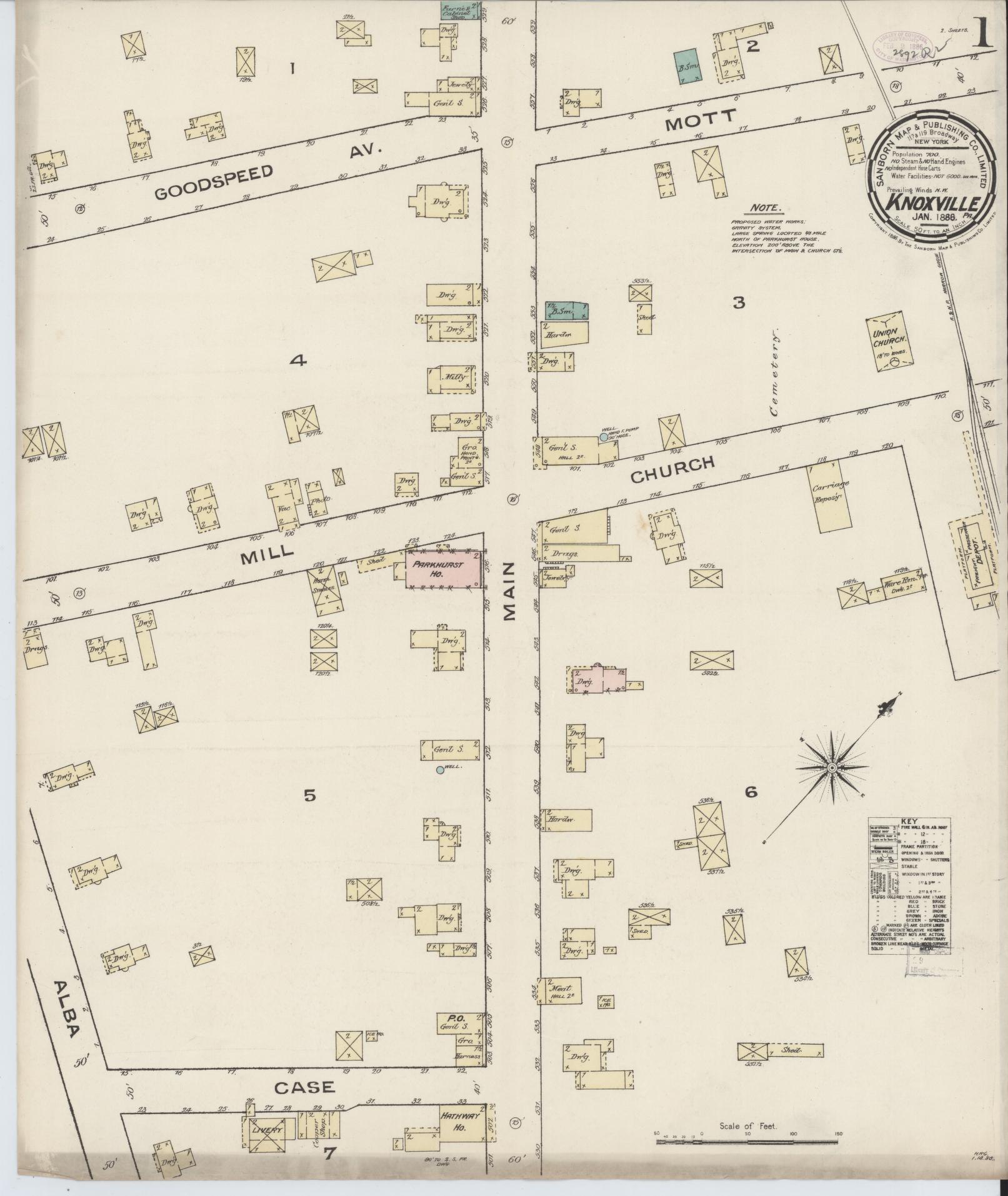 Sanborn Fire Insurance Map from Knoxville, Tioga County, Pennsylvania. (1886) – Historic Sanborn Fire Insurance Map Print