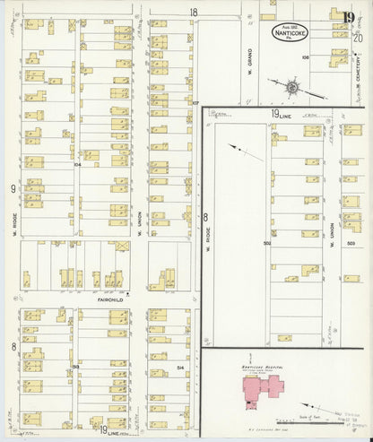 Sanborn Fire Insurance Map from Nanticoke, Luzerne County, Pennsylvania (1912), Sheet #0019 - Historic Sanborn Fire Insurance Map Print, vintage old map wall art, antique decor, genealogy gift, Pennsylvania Pennsylvania map