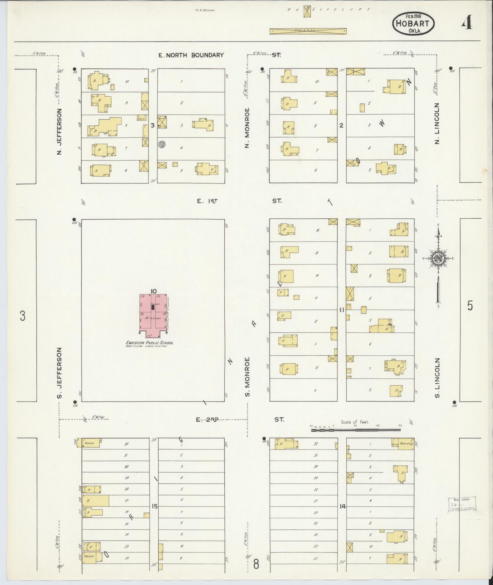 Sanborn Fire Insurance Map from Hobart, Kiowa County, Oklahoma (1916), Sheet #0004 - Complete Map Set gallery image, historic Sanborn map, vintage wall art, Oklahoma Oklahoma