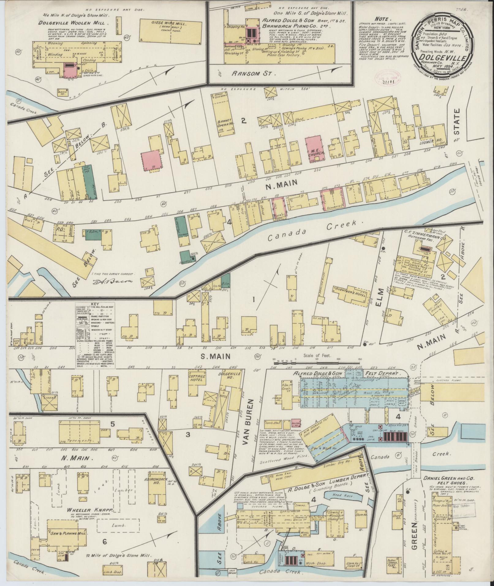 Sanborn Fire Insurance Map from Dolgeville, Hirkimer County, New York. (1894) – Historic Sanborn Fire Insurance Map Print