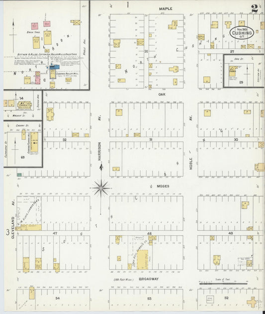 Sanborn Fire Insurance Map from Cushing, Payne County, Oklahoma (1903), Sheet #0002 - Historic Sanborn Fire Insurance Map Print, vintage old map wall art, antique decor, genealogy gift, Oklahoma Oklahoma map
