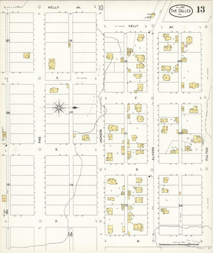 Sanborn Fire Insurance Map from The Dalles, Wasco County, Oregon (1900), Sheet #0013 - Complete Map Set gallery image, historic Sanborn map, vintage wall art, Oregon Oregon