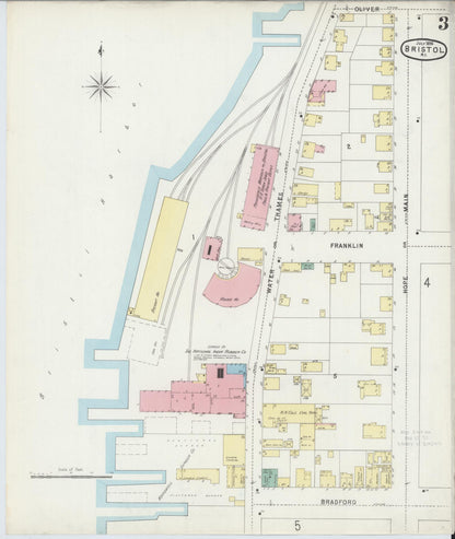 Sanborn Fire Insurance Map from Bristol, Bristol County, Rhode Island (1896), Sheet #0003 - Complete Map Set gallery image, historic Sanborn map, vintage wall art, Rhode Island Rhode Island