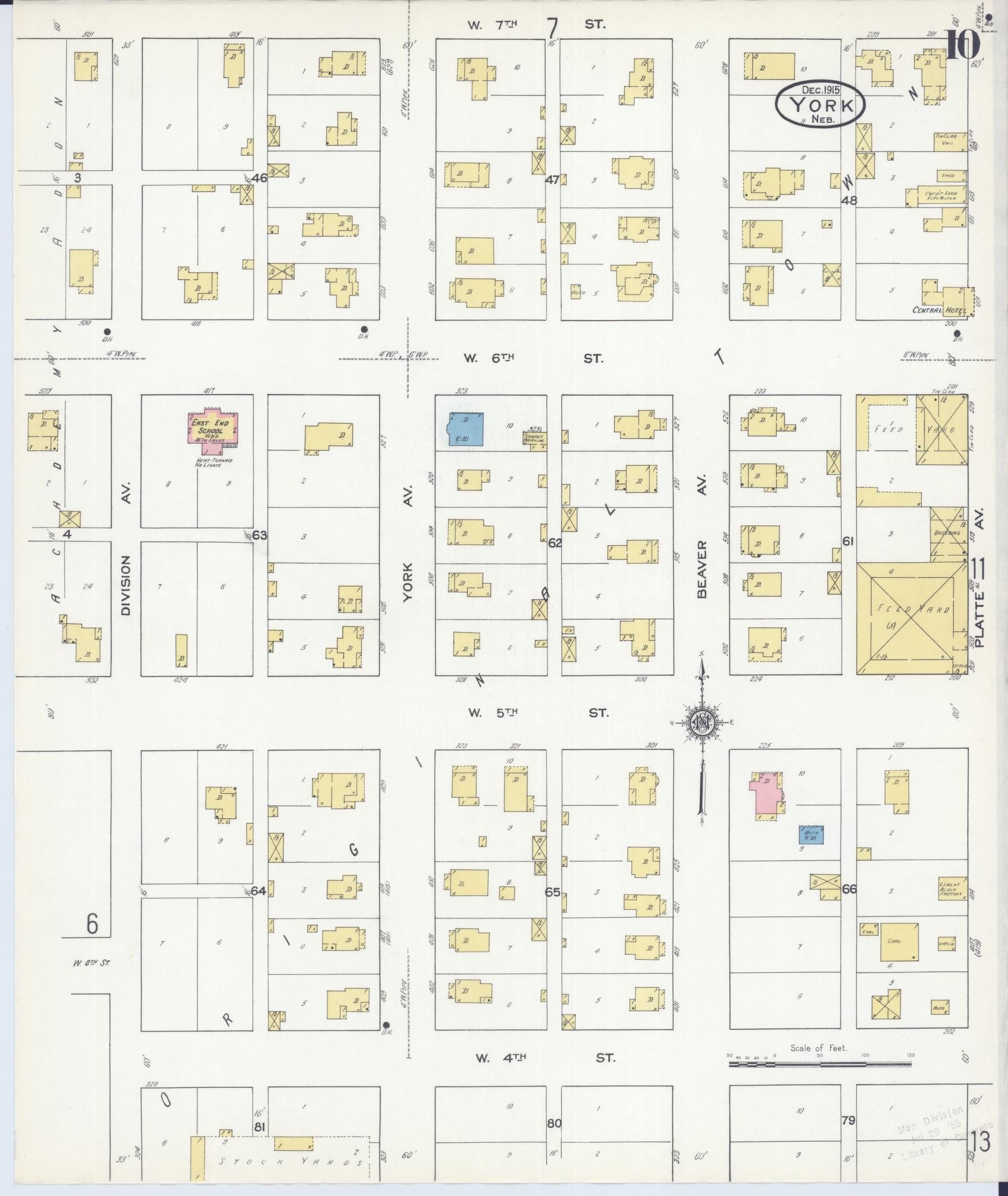 Sanborn Fire Insurance Map from York, York County, Nebraska (1915), Sheet #0010 - Complete Map Set gallery image, historic Sanborn map, vintage wall art, Nebraska Nebraska