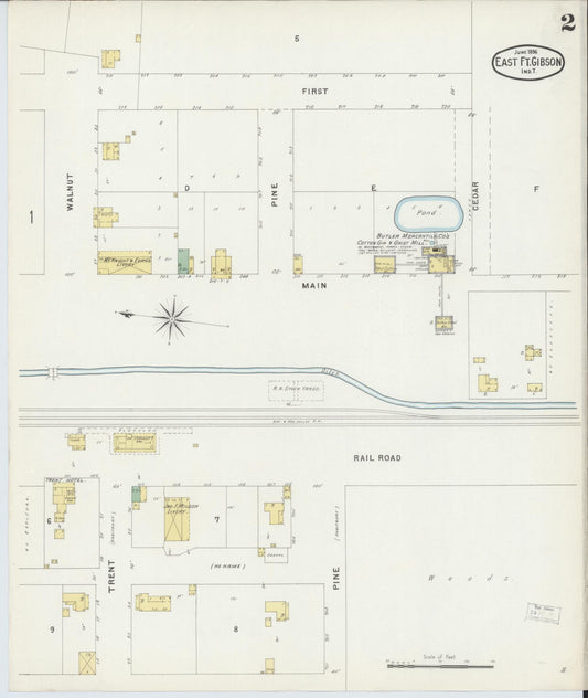 Sanborn Fire Insurance Map from East Fort Gibson, Muskogee County, Oklahoma (1896), Sheet #0002 - Historic Sanborn Fire Insurance Map Print, vintage old map wall art, antique decor, genealogy gift, Oklahoma Oklahoma map