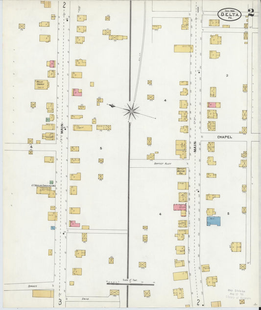 Sanborn Fire Insurance Map from Delta, York County, Pennsylvania (1904), Sheet #0002 - Historic Sanborn Fire Insurance Map Print, vintage old map wall art, antique decor, genealogy gift, Pennsylvania Pennsylvania map