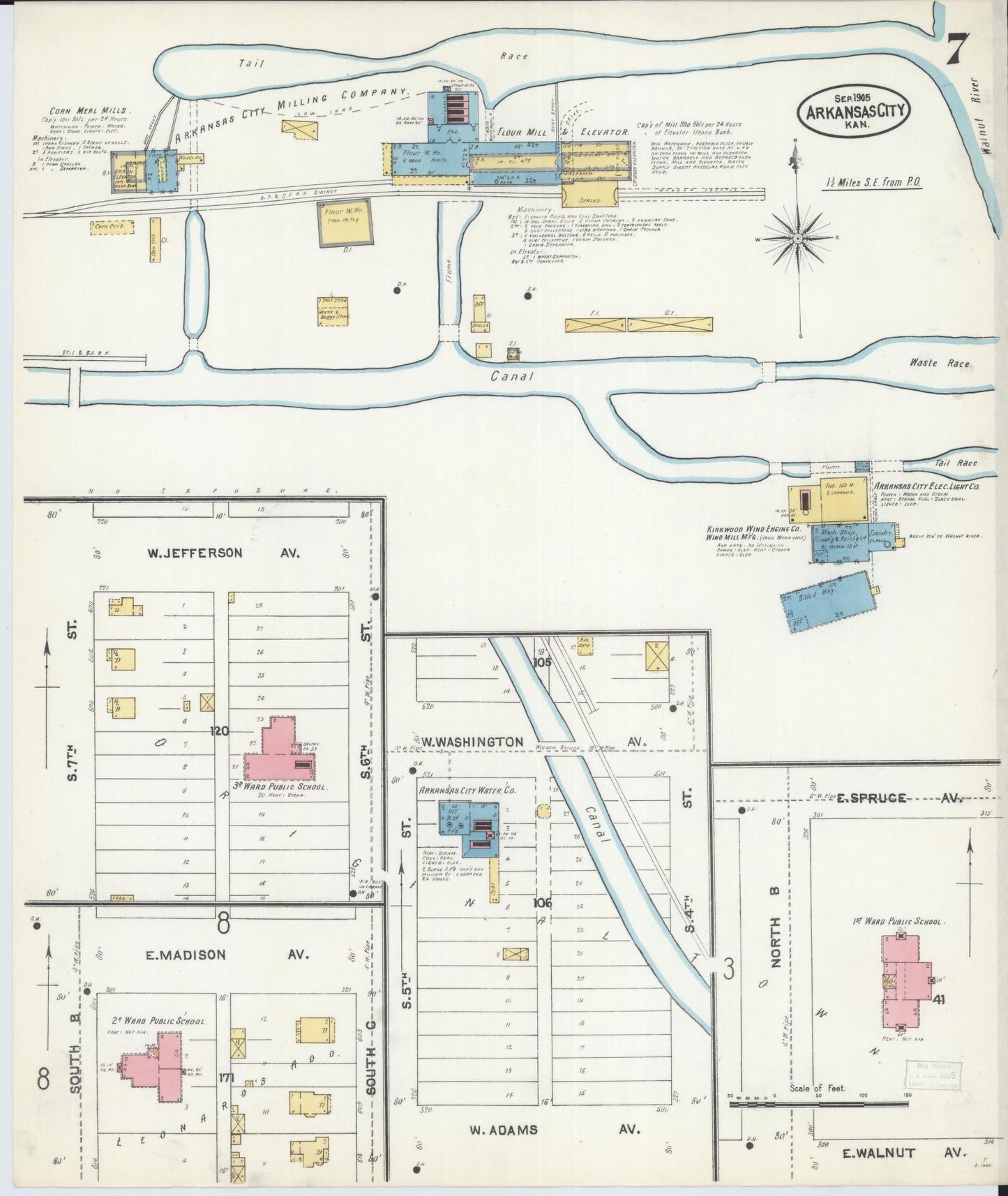 Sanborn Fire Insurance Map from Arkansas City, Cowley County, Kansas (1905), Sheet #0007 - Complete Map Set gallery image, historic Sanborn map, vintage wall art, Kansas Kansas