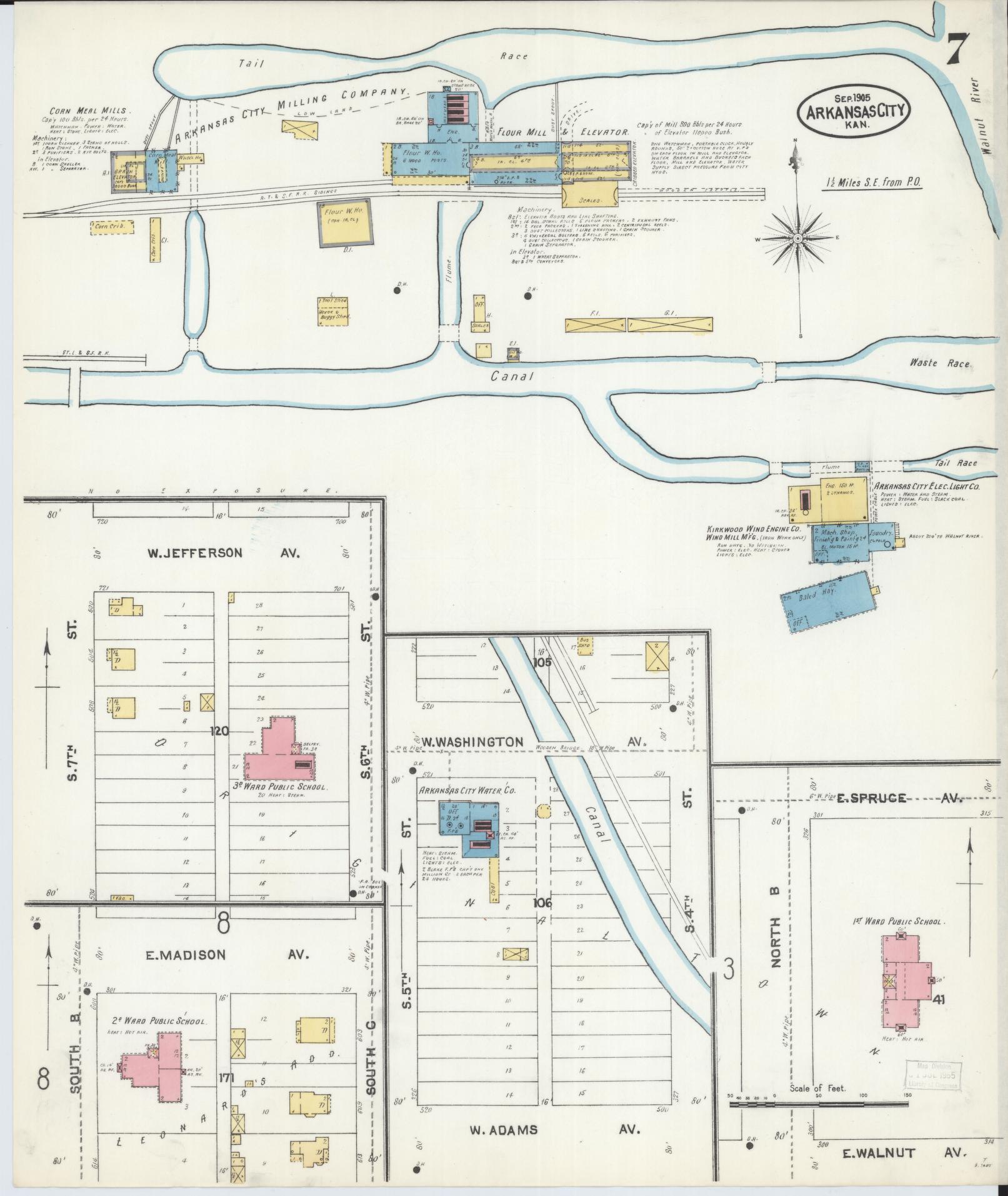 Sanborn Fire Insurance Map from Arkansas City, Cowley County, Kansas (1905), Sheet #0007 - Complete Map Set gallery image, historic Sanborn map, vintage wall art, Kansas Kansas