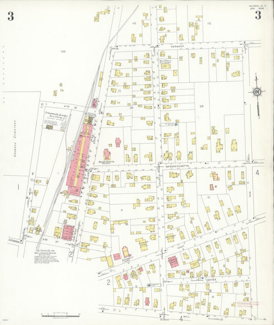Sanborn Fire Insurance Map from Nunda, Livingston County, New York (1936), Sheet #0003 - Historic Sanborn Fire Insurance Map Print, vintage old map wall art, antique decor, genealogy gift, New York New York map