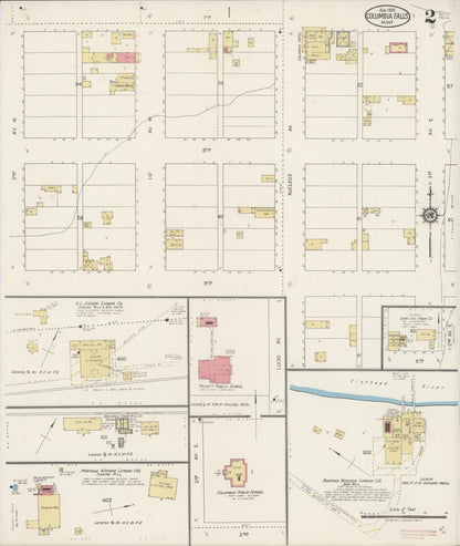 Sanborn Fire Insurance Map from Columbia Falls, Flathead County, Montana (1920), Sheet #0002 - Complete Map Set gallery image, historic Sanborn map, vintage wall art, Montana Montana