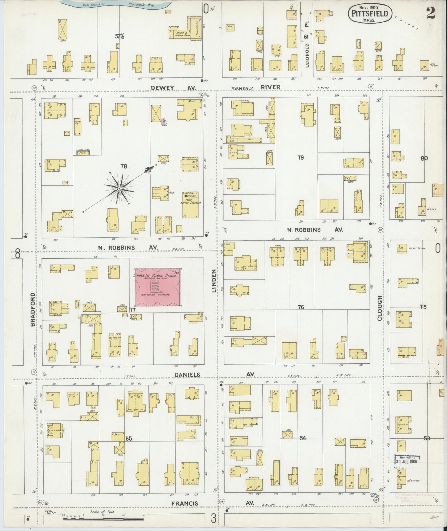 Sanborn Fire Insurance Map from Pittsfield, Berkshire County, Massachusetts (1900), Sheet #0002 - Complete Map Set gallery image, historic Sanborn map, vintage wall art, Massachusetts Massachusetts