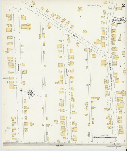 Sanborn Fire Insurance Map from Dickson City, Lackawanna County, Pennsylvania (1903), Sheet #0002 - Historic Sanborn Fire Insurance Map Print, vintage old map wall art, antique decor, genealogy gift, Pennsylvania Pennsylvania map