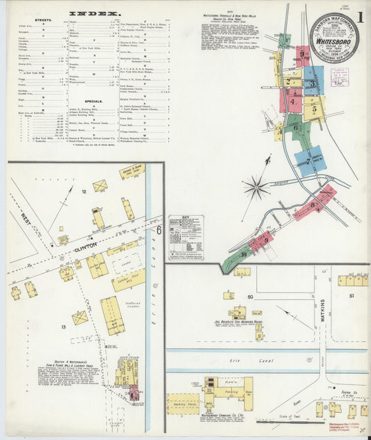 Sanborn Fire Insurance Map from Whitesboro, Oneida County, New York (1904), Sheet #0001 - Complete Map Set gallery image, historic Sanborn map, vintage wall art, New York New York