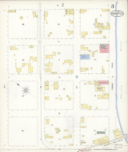 Sanborn Fire Insurance Map from Crescent City, Del Norte County, California (1903), Sheet #0003 - Historic Sanborn Fire Insurance Map Print, vintage old map wall art, antique decor, genealogy gift, California California map