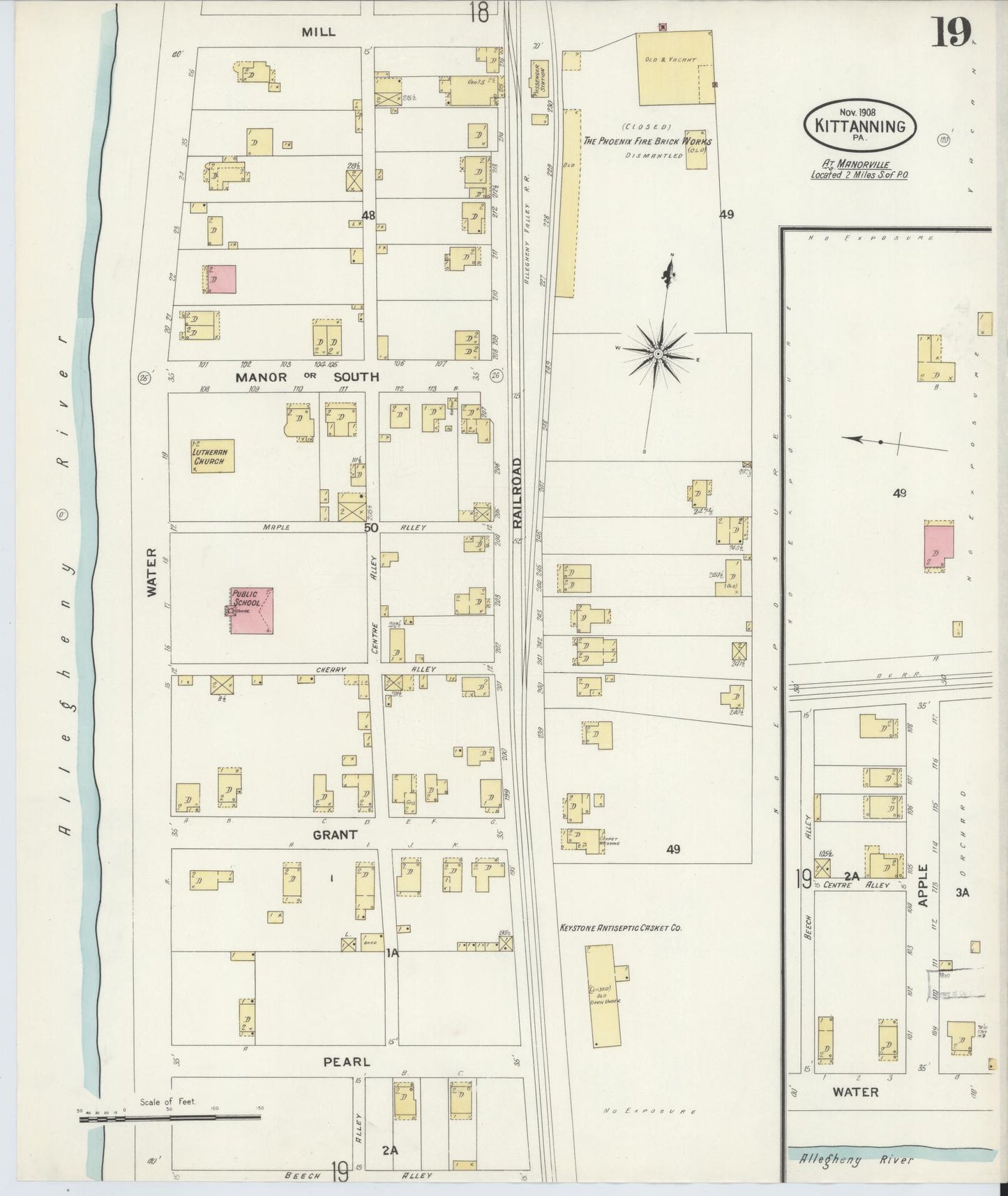 Sanborn Fire Insurance Map from Kittanning, Armstrong County, Pennsylvania (1909), Sheet #0019 - Complete Map Set gallery image, historic Sanborn map, vintage wall art, Pennsylvania Pennsylvania