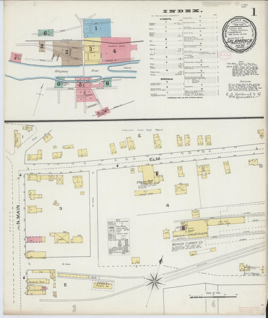 Sanborn Fire Insurance Map from Salamanca, Cattaraugus County, New York (1893), Sheet #0001 - Complete Map Set gallery image, historic Sanborn map, vintage wall art, New York New York