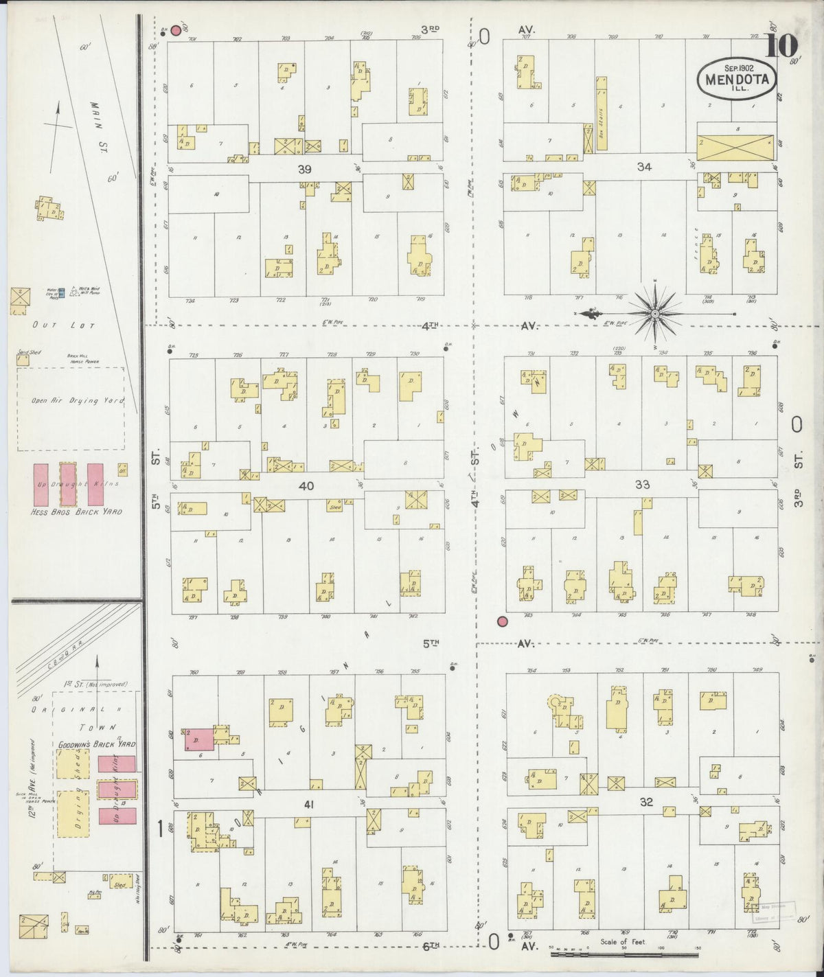 Sanborn Fire Insurance Map from Mendota, La Salle County, Illinois (1902), Sheet #0010 - Historic Sanborn Fire Insurance Map Print, vintage old map wall art, antique decor, genealogy gift, Illinois Illinois map