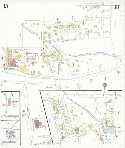 Sanborn Fire Insurance Map from Palestine, Anderson County, Texas (1935), Sheet #0013 - Historic Sanborn Fire Insurance Map Print, vintage old map wall art, antique decor, genealogy gift, Texas Texas map