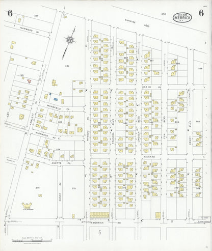 Sanborn Fire Insurance Map from Merrick, Nassau County, New York (1929), Sheet #0006 - Complete Map Set gallery image, historic Sanborn map, vintage wall art, New York New York