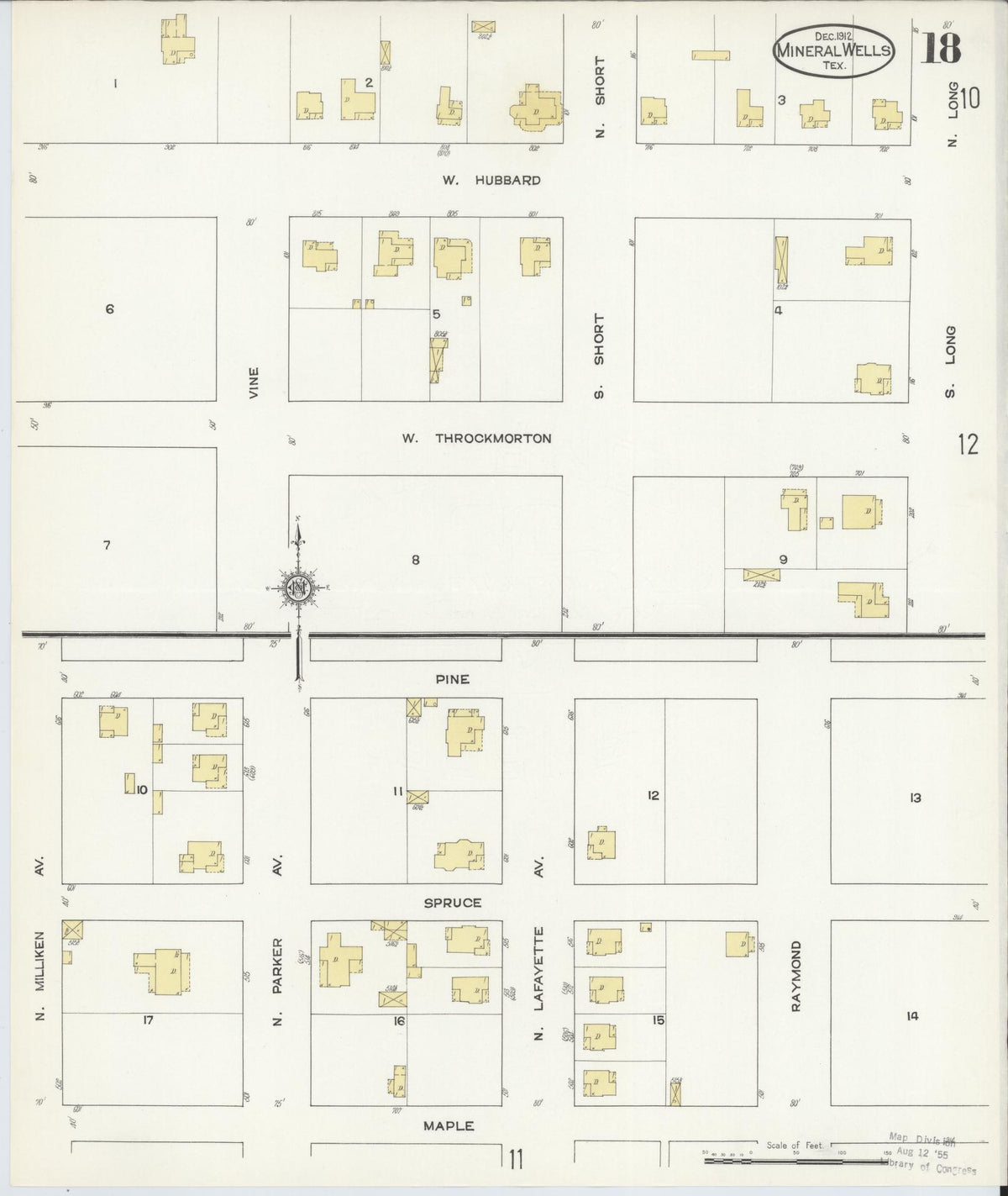Sanborn Fire Insurance Map from Mineral Wells, Palo Pinto County, Texas (1912), Sheet #0018 - Complete Map Set gallery image, historic Sanborn map, vintage wall art, Texas Texas